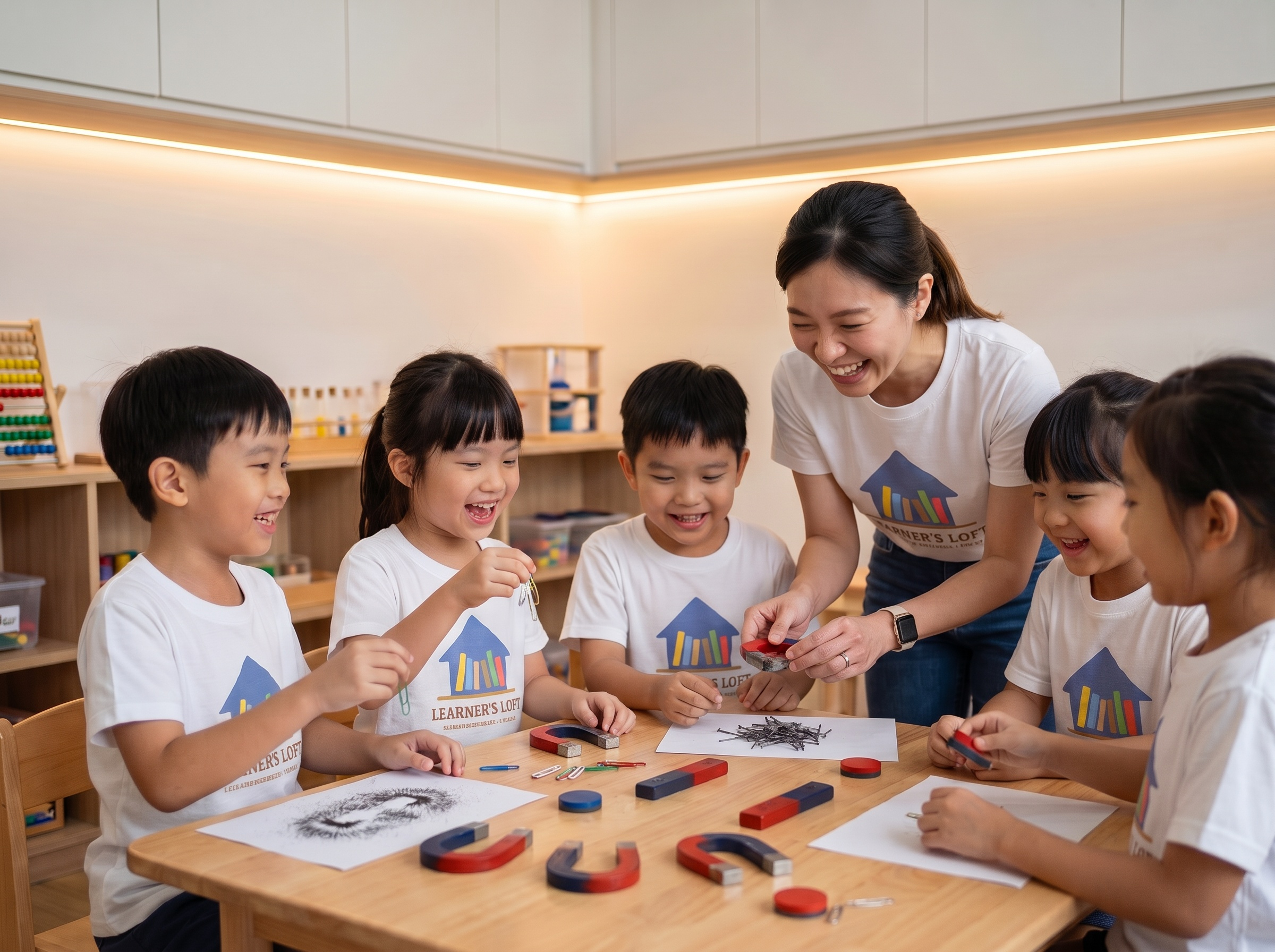 Students excitedly exploring science through experiments and discovery
