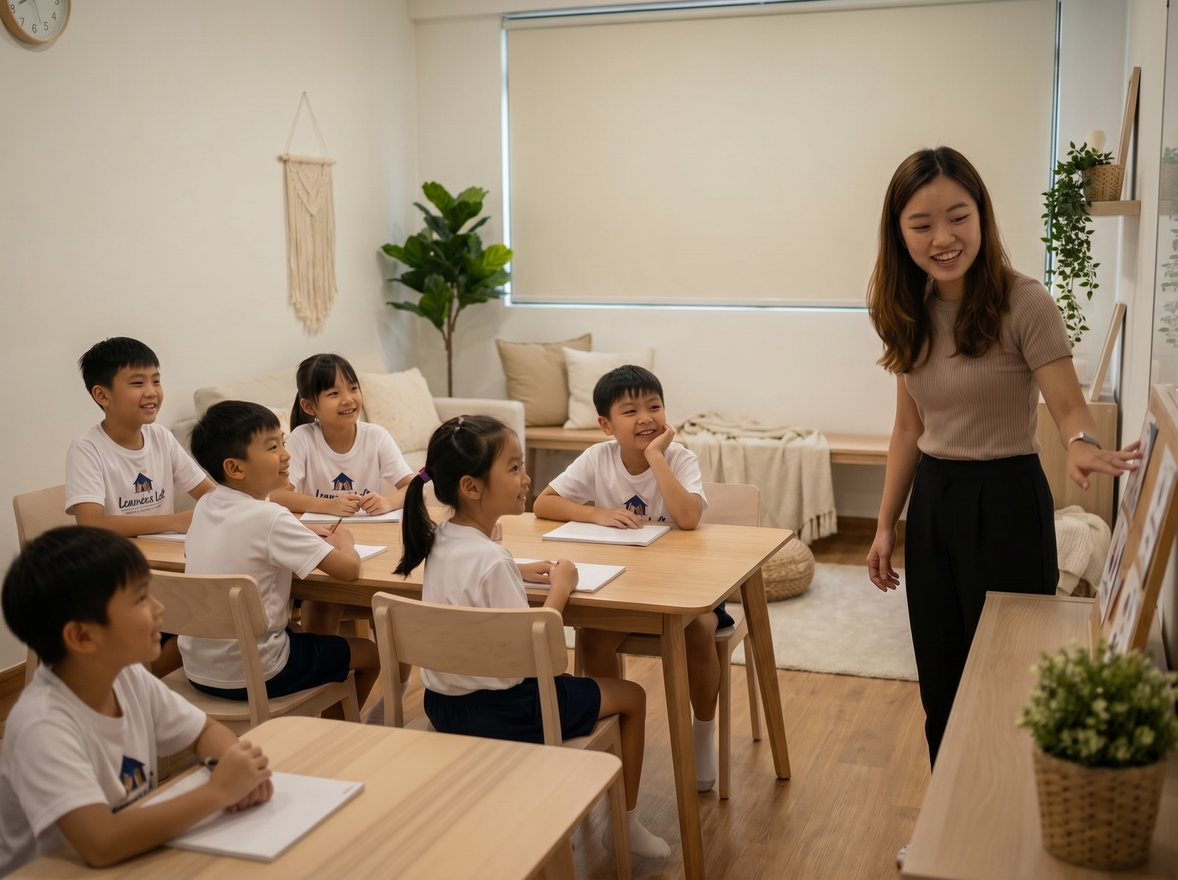 A bright, beautifully designed Scandinavian-inspired classroom at Learner's Loft