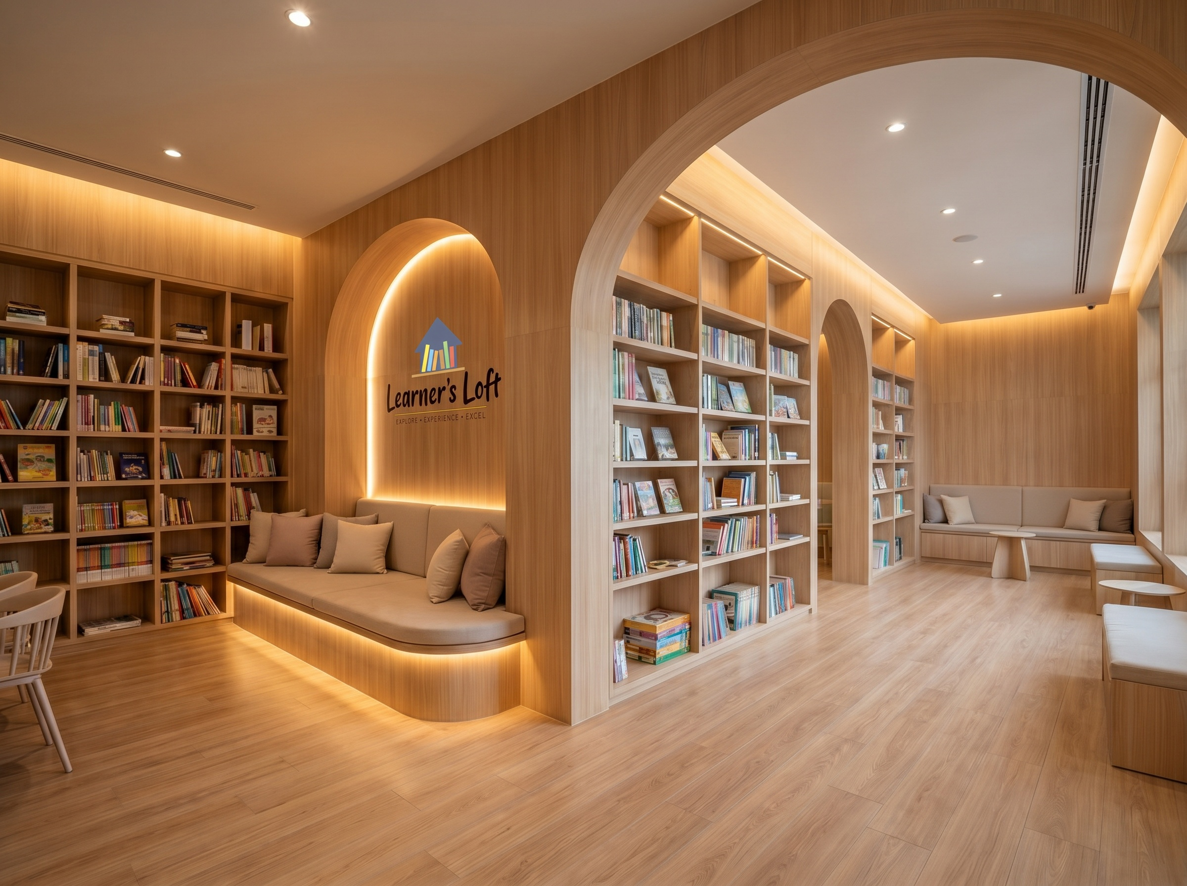 The warm, Scandinavian-inspired learning environment at Learner's Loft Academy