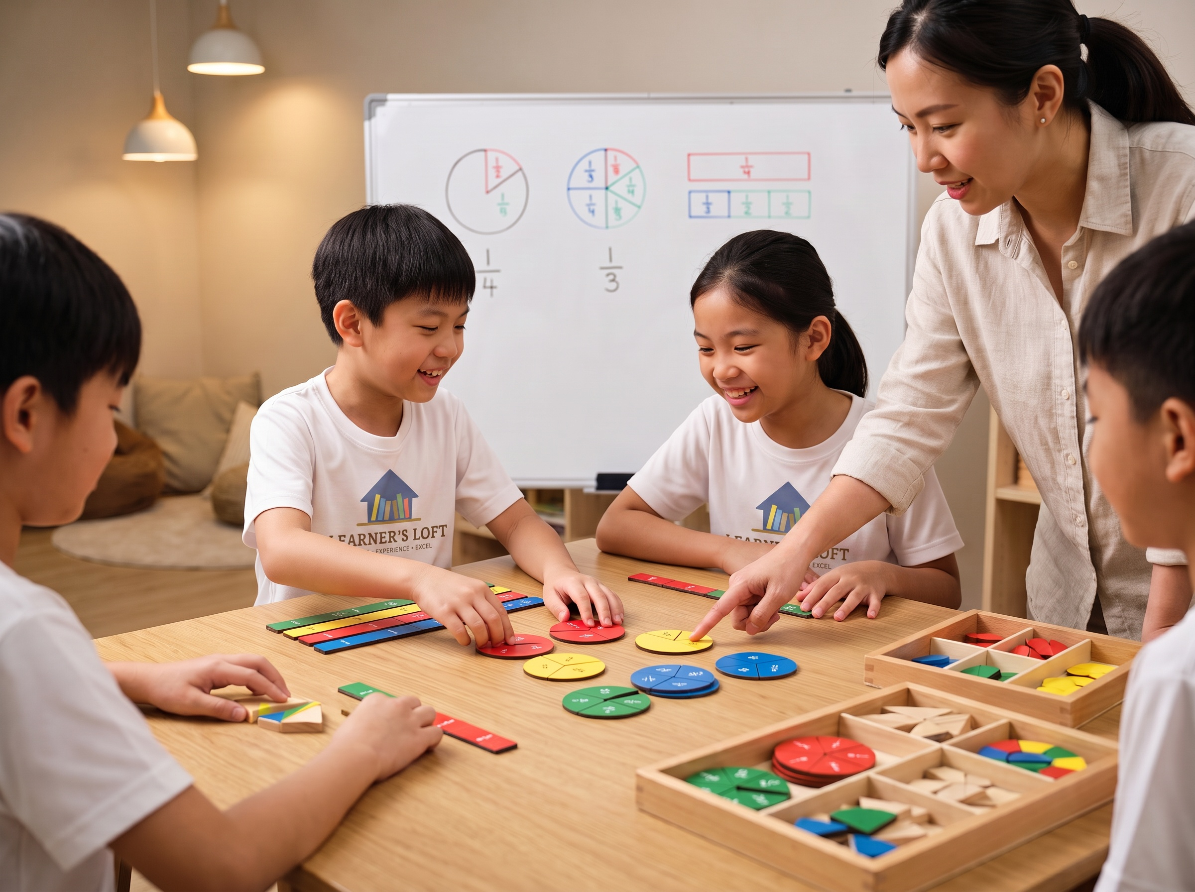 Students learning Mathematics through visual models and hands-on problem-solving