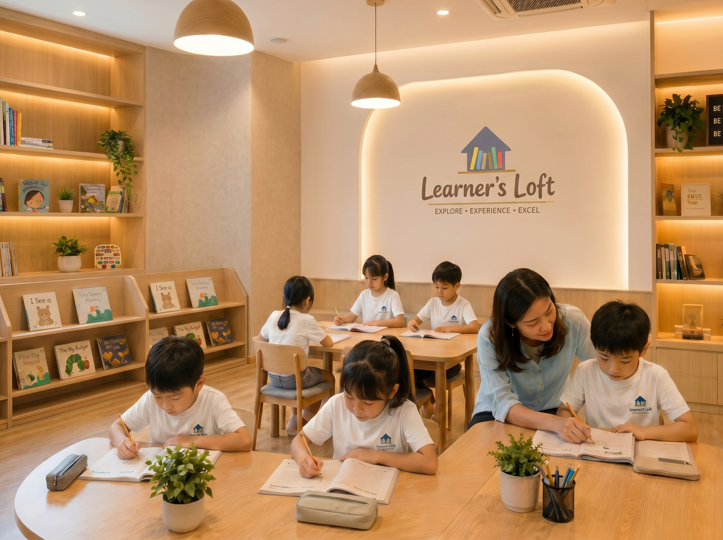 Students learning together in a warm classroom at Learner's Loft Academy